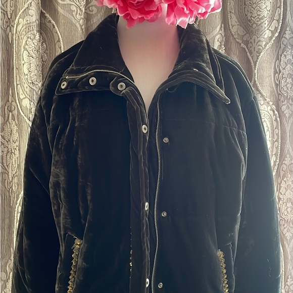 Nu Vintage Deep Green Velvet Jacket with Gold detail - Picture 1 of 5